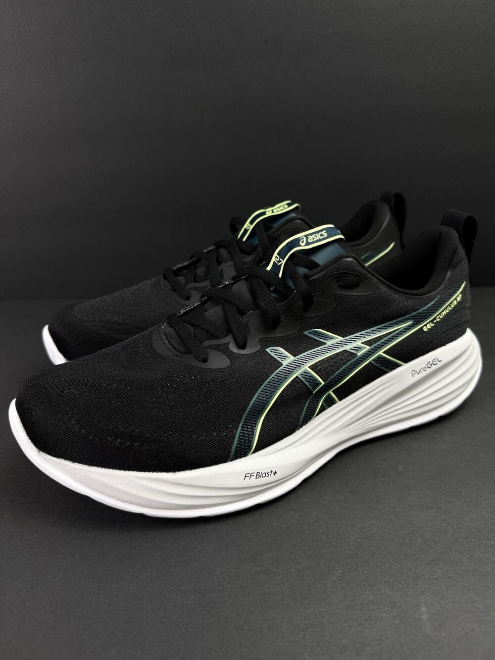 ASICS Gel-Cumulus 27 Men’s 13 Running Shoes Black Green 1011B960 NEW
